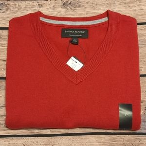 Banana Republic Red V-Neck Sweater Large